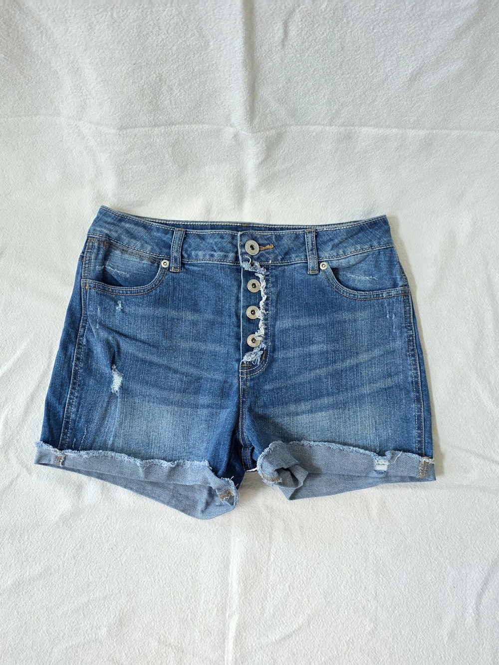 Maurices Womens Denim Shorts Button-Front